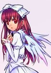  deathsmiles dress long_hair red_hair ribbon solo wanko_(takohati8) white_dress windia_(deathsmiles) wings 