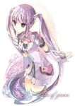 blue_hair copyright_name detached_sleeves fruit_punch gradient_hair long_hair multicolored_hair purple_eyes purple_hair shorts solo sophie_(tales) tales_of_(series) tales_of_graces twintails white_shorts 