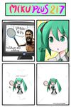  300 4koma :3 :o anger_vein black_skirt blush_stickers bug catstudioinc_(punepuni) chibi comic detached_sleeves electric_flyswatter fleeing flyswatter green_eyes green_hair hatsune_miku heavy_breathing highres insect leonidas miniskirt mosquito necktie open_mouth shirt skirt solid_circle_eyes thai translated twintails v-shaped_eyebrows vocaloid |_| 