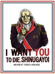  colonel_longhena dodonpachi highres i_want_you long_hair male_focus military parody poster solo syaa white_hair 