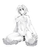  breasts censored final_fantasy final_fantasy_tactics kneeling large_breasts monk_(fft) monochrome muhamado navel nipples nude sketch solo 