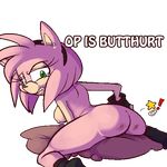  amy_rose breasts bruised butt english_text female hair hedgehog kayla-na mammal mel_the_hybrid nipples pillow pink_hair plain_background reaction_image sega solo sonic_(series) tears text transparent_background 