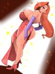  amano_taiki ass breasts bursting_breasts curvy dress gloves hair_over_one_eye high_heels huge_breasts jessica_rabbit legs open_mouth pelvic_curtain red_hair shoes side_slit solo thick_thighs thighs who_framed_roger_rabbit 