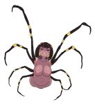  1girl areolae black_hair breasts dark_skin extra_eyes female grin insect_girl large_areolae large_breasts monster_girl nude original pussy simple_background smile solo spider_girl white_background yoshino_norihito 