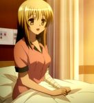  bandage bandages blonde_hair cap highres kore_wa_zombie_desu_ka? kyouko_(kore_wa_zombie_desu_ka?) long_hair open_mouth pillow screencap smile stitched yellow_eyes 