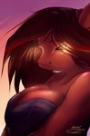  bra breasts cleavage close-up dragon female glowing hair looking_at_viewer noben open_mouth portrait red_hair solo toulyan underwear 