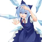  blue_eyes blue_hair cirno hair_ribbon ice ice_wings kurokoeda ribbon solo touhou wings 