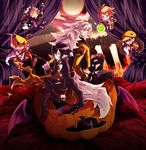  akutare_(disgaea) bad_id bad_pixiv_id bat black_hair blonde_hair braid cape character_doll chibi closed_eyes coat desco_(disgaea) disgaea emizel_(disgaea) fenrich_(disgaea) gloves guitar halloween hat instrument jack-o'-lantern kazamatsuri_fuuka long_hair makai_senki_disgaea_4 multiple_boys orange_hair pants prinny pumpkin purple_hair red_eyes sidelocks string tail tsukiko_(meltdown) twintails valvatorez_(disgaea) vulcanus_(disgaea_4) wand white_hair wings wolf_tail 