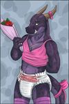  charryzarry crossdressing crys_the_hybrid diaper dragon green_eyes horn male pink pink_clothing roses solo tail taillone 
