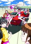  akizuki_ritsuko amami_haruka bad_id bad_pixiv_id beach_umbrella bikini car ford ford_gt futami_ami futami_mami fuwa_daisuke ganaha_hibiki ground_vehicle hagiwara_yukiho hood hoodie hoshii_miki idolmaster idolmaster_(classic) innertube kikuchi_makoto kisaragi_chihaya left-hand_drive looking_at_viewer minase_iori miura_azusa motor_vehicle multiple_girls one-piece_swimsuit open_mouth shijou_takane sitting smile swimsuit takatsuki_yayoi umbrella 