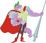 alpha_channel armor cape dragon friendship_is_magic green_eyes hi_res lance male manly my_little_pony qsteel scalie solo spike_(mlp) tail weapon 