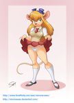  anthro blonde_hair blue_eyes blush breasts buckteeth chip_&#039;n_dale_rescue_rangers chip_'n_dale_rescue_rangers clothed clothing disney eyewear female gadget_hackwrench goggles hair long_hair mammal mouse necktie panties presenting rat rodent seductive simone-sam skirt skirt_lift socks solo standing tail thighs underwear uniform wide_hips 