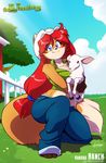  2011 ann_gustave anthro big_breasts blue_eyes blush bottomwear bovid breasts brown_body brown_fur canid canine caprine chalo clothed clothing cowboy_hat denim denim_bottomwear denim_clothing domestic_sheep farm female fox fur hair hat headgear headwear huge_breasts jeans las_lindas long_hair mammal multicolored_body multicolored_fur pants red_fox red_hair sheep shirt solo tail topwear true_fox two_tone_body two_tone_fur 