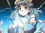  atelier_(series) atelier_totori bad_id bad_pixiv_id blue_sleeves blush electricity fullmetal_alchemist grey_hair hands_together highres long_hair magic parody smile solo strap_slip totooria_helmold yasunao_(yasunao-z) 