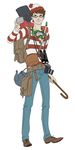  backpack bag belt binoculars brown_hair camera cane facial_hair gb_(doubleleaf) glasses hat image_sample male_focus md5_mismatch pants pixiv_sample scuba shirt shoes shovel simple_background smile solo striped striped_shirt stubble wally where's_wally white_background 