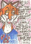  canine clothing english_text fox fursecution insane mammal paranoia text triadfox 