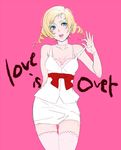  atlus blonde_hair blouse blue_eyes bra catherine catherine_(game) choker drill_hair eyeshadow female lingerie long_hair makeup miniskirt open_mouth pink_bra pink_legwear pink_thighhighs r_purei red_ribbon ribbon skirt solo thighhighs twin_drills twintails underwear 