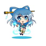  blue_eyes blue_hair blush chibi dress hair_ornament hair_rings hair_stick kaku_seiga kamelie shawl solo touhou vest 