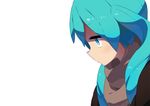  bad_id bad_pixiv_id blue_eyes blue_hair brown_scarf face hatsune_miku long_hair scarf simple_background solo tomioka_jirou twintails vocaloid 