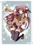  2girls absurdres calendar cat chibi christmas ebiten_(manga) hanamori_hakata highres inugami_kira jacket kanamari_hakata multiple_girls no_panties official_art one_eye_closed school_uniform thighhighs todayama_kyouko wink 