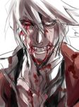  arc_system_works blazblue blood face fangs guro kikuyosho male male_focus ragna_the_bloodedge red_eyes vampire white_hair 