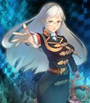  aiguillette asa_(y-asa) belt blue_eyes brooch glasses jewelry long_hair military military_uniform original solo sword uniform weapon white_hair 