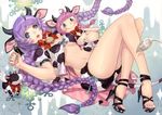  animal_ears bell blue_eyes braid breasts copyright_request cow cow_ears cow_horns cow_tail doll feet high_heels horns long_hair medium_breasts olivia_(yh) purple_hair sandals shoes solo stuffed_toy tail toes underboob very_long_hair 