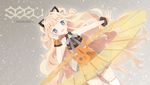  animal_ears bad_id bad_pixiv_id bare_shoulders blonde_hair blue_eyes character_name headset long_hair open_mouth poreuping seeu skirt smile solo very_long_hair vocaloid 