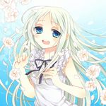  ano_hi_mita_hana_no_namae_wo_bokutachi_wa_mada_shiranai. bad_id bad_pixiv_id blue_eyes dress flower honma_meiko long_hair momose silver_hair sleeveless sleeveless_dress solo 