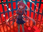  bow cage cellphone gasai_yuno knife koromono long_hair mirai_nikki phone pink_hair red_eyes solo spoilers very_long_hair 