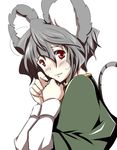  animal_ears blush dearmybrothers grey_hair highres mouse_ears mouse_tail nazrin red_eyes solo tail touhou 
