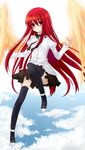  akano_sakura alastor_(shakugan_no_shana) bad_id bad_pixiv_id jewelry long_hair pendant red_eyes red_hair shakugan_no_shana shana thighhighs wings 