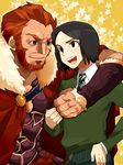  armor bad_id bad_pixiv_id beard black_hair bob_cut cape facial_hair fate/zero fate_(series) green_eyes male_focus multiple_boys necktie red_eyes red_hair rider_(fate/zero) waver_velvet yoshio_(440) 