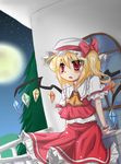  bad_id bad_pixiv_id blonde_hair fang flandre_scarlet hat migi_nagi moonlight red_eyes side_ponytail solo touhou wings 