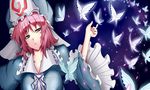  bug butterfly ginko_(nico) hat insect japanese_clothes petals pink_hair purple_eyes saigyouji_yuyuko solo touhou 
