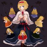  alice_margatroid blonde_hair blue_eyes bow capelet doll dress hair_bow hairband lance lips lipstick makeup polearm sash shanghai_doll short_hair solo string touhou weapon yujup 