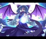  alternate_color alternate_element alternate_wings bad_id bad_pixiv_id bat_wings blue_dress blue_eyes blue_hair blush bow cirno dress fujisaki_kaon hair_bow hand_on_hip moon purple_dress ribbon scarf short_hair solo standing touhou wings 