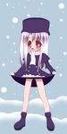  chibi fate/stay_night fate/zero fate_(series) highres illyasviel_von_einzbern red_eyes shimin_level_1 snow solo white_hair 