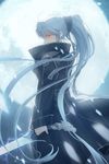  artist_request blue_hair coat long_hair lowres luthica_preventer moon red_eyes snow solo sword sword_girls very_long_hair weapon 