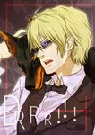  animal blonde_hair dog durarara!! glasses heiwajima_shizuo open_mouth short_hair solo sunglasses 