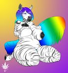  anailaigh anthro big_breasts black black_fur black_nipples blue_eyes breasts canine chubby ear_piercing earring equine facial_markings female fluffy_tail fur hair hooves horse huge_breasts hybrid kneeling lips long_hair mammal markings multi-colored_hair navel nipples nude open_mouth overweight piercing pubes pubic_hair rainbow_hair sickyicky smile solo stripes tail thighs white white_fur wolf zebra 