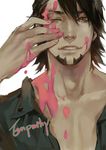  bad_id bad_pixiv_id brown_eyes brown_hair facial_hair kaburagi_t_kotetsu male_focus mescaline paint solo stubble tiger_&amp;_bunny 