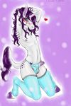  anthro blush bulge crossdressing equine erection femboi girly hair horn kemono legwear long_hair looking_at_viewer male mammal nude panties penis purple_hair shikoku-una short_hair sitting solo stockings underwear unicorn 