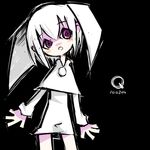  black_background long_sleeves mot_(anticycle) purple_eyes q.ko q.ko-chan short_hair skirt solo white_hair white_skirt 
