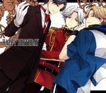  atobe_keigo blonde_hair blue_eyes dutch_angle formal gloves happy_birthday male_focus military military_uniform multiple_boys multiple_persona nozomu144 silver_hair suit tennis_no_ouji-sama uniform white_gloves 