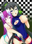  2girls :p ass bare_shoulders black_hair blue_eyes blush breast_grab breast_press breasts elbow_gloves fingering gloves grabbing hair_ribbon highres incest infinite_stratos lactation large_breasts long_hair multiple_girls nipples no_bra one-piece_swimsuit open_mouth panties ponytail purple_eyes purple_hair pussy_juice ribbon saliva shinonono_houki shinonono_tabane siblings sisters skin_tight skintight smile striped striped_panties swimsuit tears thighhighs tongue tongue_out torn_clothes underwear very_long_hair yuri 