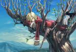  blonde_hair claws fangs hatchet male_focus oriental_hatchet oversized_limbs rebasashi solo tengen_toppa_gurren_lagann tree viral 