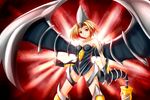  bare_shoulders blonde_hair claws gauntlets looking_down malefic_paradox_dragon personification red_eyes saihamaru short_hair solo tail wings yuu-gi-ou yuu-gi-ou_duel_monsters 