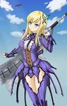  absurdres ardi blonde_hair bnahabra_(armor) boku_wa_tomodachi_ga_sukunai breasts butterfly_hair_ornament crossover dragon hair_ornament highres huge_weapon kashiwazaki_sena large_breasts long_hair monster_hunter monster_hunter_portable_3rd panties pink_panties rathalos side-tie_panties solo sword underwear weapon wyvern 