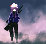  alternate_costume behind_enemy_lines gun hat jacket onibi_(foxhound4185) patchouli_knowledge purple_hair rifle sniper_rifle solo touhou weapon 